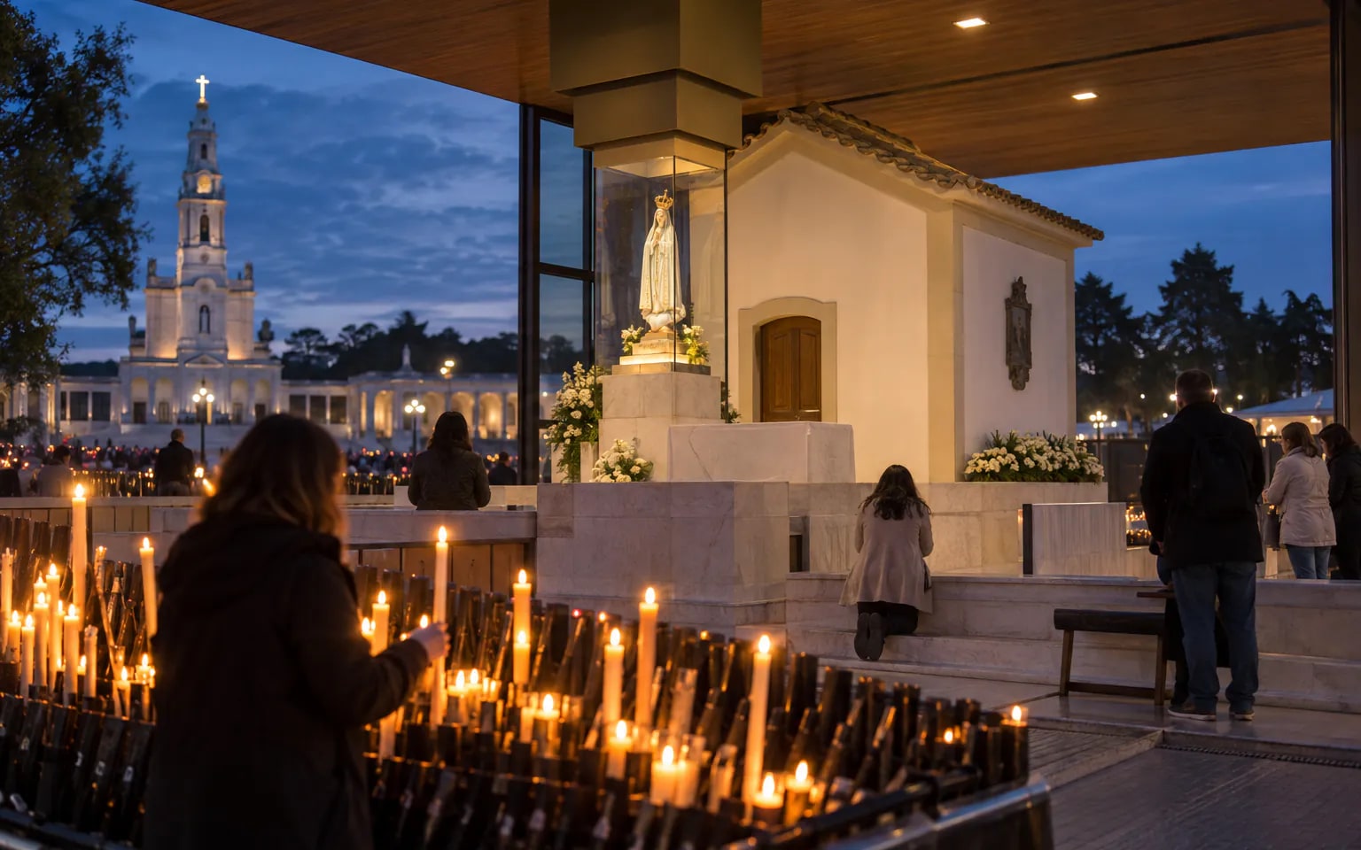 Full Day Fatima: The Chapel of the Apparitions at candlelight