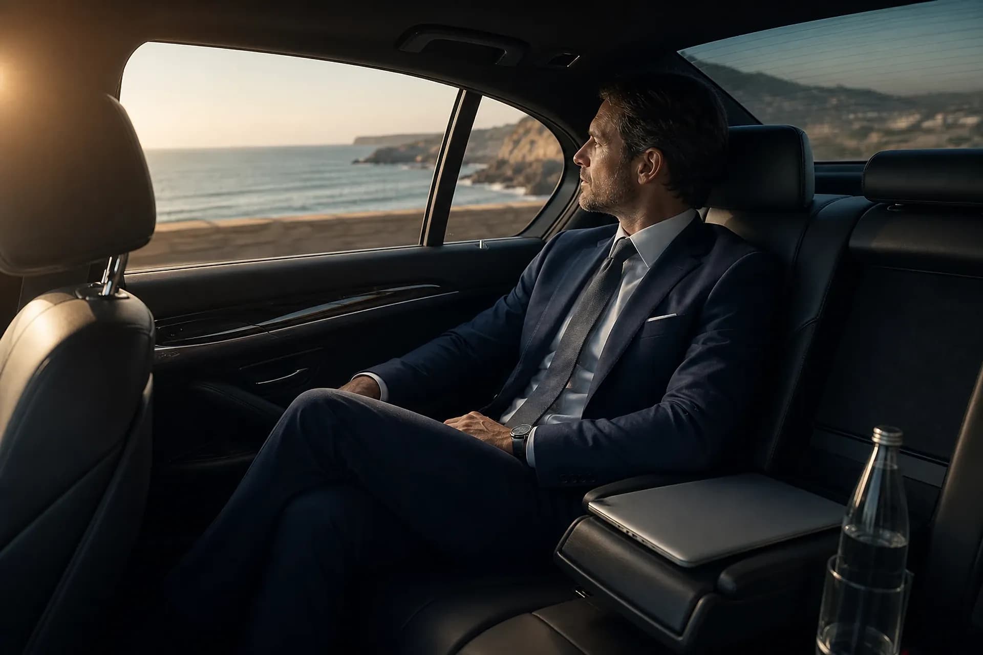 Executive passenger travelling in a quiet premium cabin